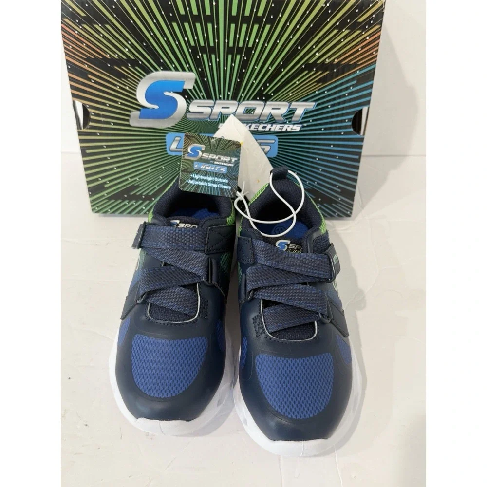 SKECHERS Boys Sport Lights Sneakers Shoes 11 Kids Blue School Fall Walking Run